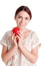 Pleasant young girl apple Royalty Free Stock Photo