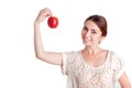 Pleasant young girl apple Royalty Free Stock Photo