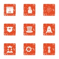 Pleasantry icons set, grunge style