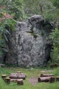 This 600 million year old gneiss rock in Rockefeller State Park Preserve is one of the largest glacial erratics in the US Royalty Free Stock Photo