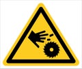 Please be careful with your hands being cut. sign