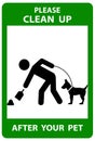 Please Clean up after your pet. Ecological cleanliness of the environment, taking care of pets. vector