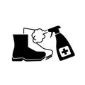 Please Disinfect You Boots Or Shoes Black Icon ,Vector Illustration, Isolate On White Background Label. EPS10 Royalty Free Stock Photo