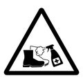 Please Disinfect You Boots Or Shoes Symbol Sign,Vector Illustration, Isolated On White Background Label. EPS10 Royalty Free Stock Photo