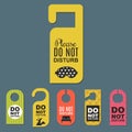 Please do not disturb hotel door quiet motel service room privacy concept vector card hang message . Royalty Free Stock Photo