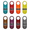 Please do not disturb - multicolored door hanger sign set, template Royalty Free Stock Photo