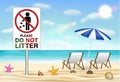 Please do not litter sign on sea sand beach