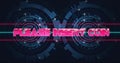 Please Insert Coin text image over futuristic circular digital interface