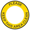 Please keep this area clean symbol,yelow sticker,icon Royalty Free Stock Photo