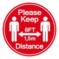 Please Keep 6ft Distance Symbol, Vector Illustration, Isolated On White Background Label. EPS10