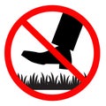 Please keep of the grass icon on white background. forbidden stepping on the garden sign. flat style Royalty Free Stock Photo