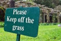 Please keep off the grass sign. Royalty Free Stock Photo