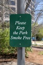 Please Keep the Park Smoke Free Sign