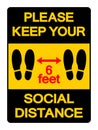 Please Keep Your Social Distance 6feet Symbol Vector Illustration Isolated On White Background Label. EPS10