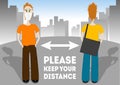 Please Keep Your Social Distance. Recommended to observe Social Distancing and Self isolation. Poster about Preventive measures