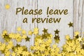 Please leave a review message with gold stars