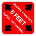 Please Practice 6 Feet Social Distancing Symbol, Vector Illustration, Isolated On White Background Label. EPS10