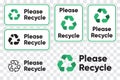 Please Recycling Sign for Public Places. Recycle Green Arrows Pictogram. Isolated vector illustration on transparent