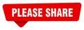 please share red sticker isolated on transpatent background. please share sign Royalty Free Stock Photo