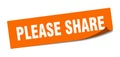 please share sticker. square isolated label sign. peeler