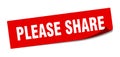 please share sticker. square isolated label sign. peeler
