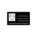 Please Show Your Permit Card Black Icon,Vector Illustration, Isolated On White Background Label. EPS10