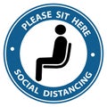 Please sit Here, Social distancing isolated vector design label for transport, shop, sticker, magazine Royalty Free Stock Photo