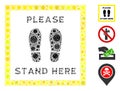 Please Stand Here Mosaic of CoronaVirus Items Royalty Free Stock Photo