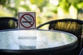 please Stop smoking concept No smoking sign in the coffee shop g Royalty Free Stock Photo