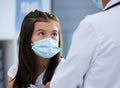 Please tell me it's done. Shot of a little girl getting a vaccination by a doctor in a hospital. Royalty Free Stock Photo