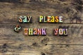 Please thank you good children child manners gratitude Royalty Free Stock Photo