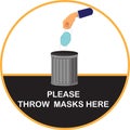 Please throw masks here. vector illustrations