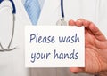 Please wash your hands sign with text Royalty Free Stock Photo