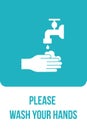 Please wash your hands wall sign for print vector