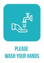 Please wash your hands wall sign for print vector