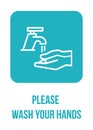 Please wash your hands wall sign for print vector