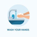 Please wash your hands wall sign for print vector