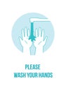 Please wash your hands wall sign for print vector