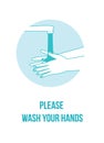 Please wash your hands wall sign for print vector