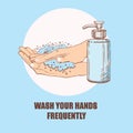 Please wash your hands wall sign for print vector