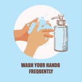 Please wash your hands wall sign for print vector