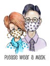 Please Wear A Mask, Pandemic Sign, Couple Wearing Masks