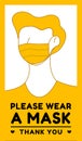 Please wear a mask. Wear Mask sign and symbol vector. Royalty Free Stock Photo