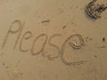 Please word written on sand.