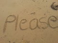 Please word written on sand.