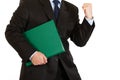 Pleased businessman holding folder. Close-up.