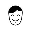 Black solid icon for Pleased, smile and happy