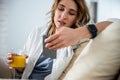 Female enjoying orange juice Royalty Free Stock Photo