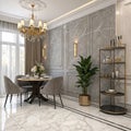 Pleasing dining area with marble decor Royalty Free Stock Photo