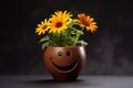 Pleasing Smiling flower pot. Generate Ai